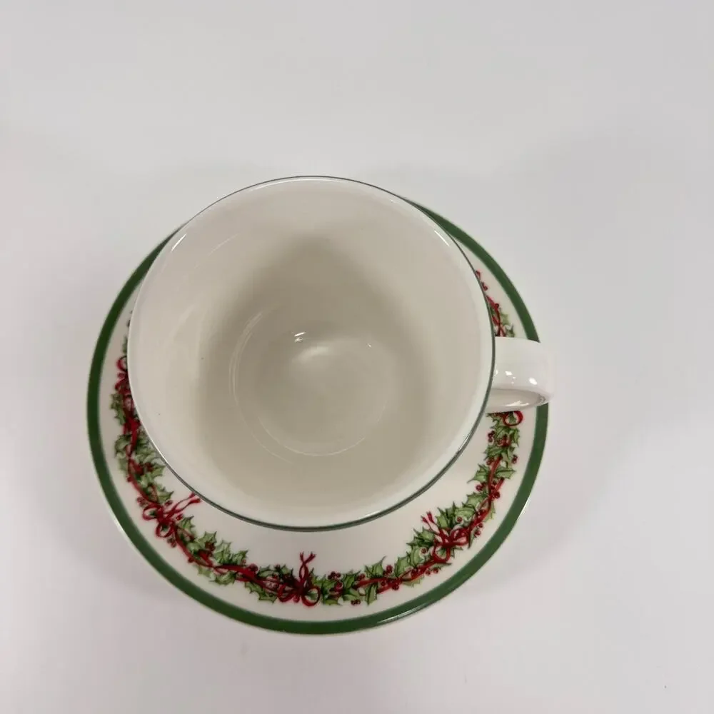 Christopher Radko Holiday Celebrations Tradition Christmas Coffee Cup Saucer